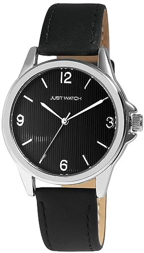 Just Watch Branda Damen-Uhr Leder Armband Dornschließe Analog Quarz JW10178 (schwarz)