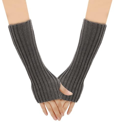 SJTJSPX Armstulpen Damen Mädchen Handschuhe Lange Handstulpen Fingerlose Winterhandschuhe Halbfinger Strickhandschuhe Einfarbig Armwärmer Stretch Pulswärmer Armlinge für Büro Tippen Computer