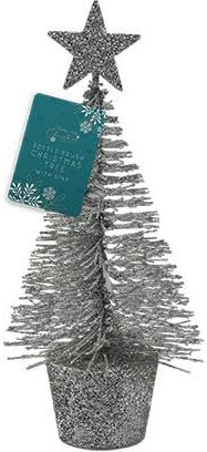 Silver Glitter Bottle Brush Christmas Tree Decoration 14cm