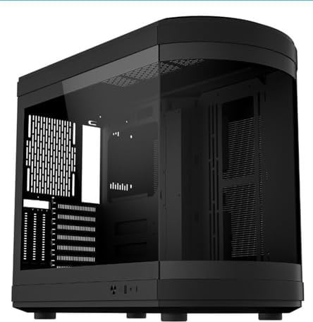 iONZ KZ-T22 Full ATX PC Gaming Case with Curved Panoramic Tempered Glass Dual Chamber, Front I/O USB Type-C | Black