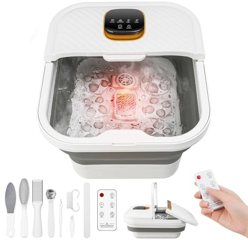 UNIFULL Baignoire spa pliable avec chaleur, balles de massage motorisées, écran tactile, kit de pédicure pour les pieds, contrôle de la température, spa pour pédicure, bain de pieds