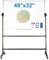 VEVOR Rollbares Whiteboard, 48 x 32 Zoll Doppelseitiges Magnetisches Mobiles Whiteboard, 360° Wendbare, Höhenverstellbare Trockenlöschtafel mit Rädern und Beweglicher Ablage
