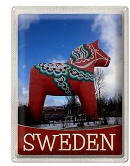 Blechschild 40 x 30 cm Schweden Motiv: Dalapferd - DekoNo7
