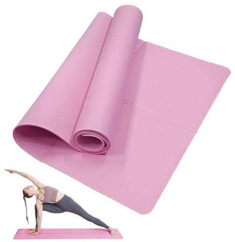 LULUWA Tapis de yoga classique pour homme et femme, antidérapant et portable en EVA de 3 mm d'épaisseur pour fitness, yoga, pilates, entraînement, camping, voyage (rose)