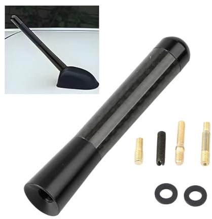 CGEAMDY Universal-Autoantenne Aus Aluminiumlegierung, Autoantenne 8cm Auto Kurzstab-Dachantenne, Auto-Mini-Antenne Aus Kohlefaser Mit Aluminiumgewinde(Schwarz)