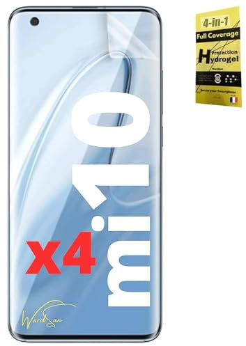 WardSan [4-teiliges Set für Xiaomi Mi 10/Mi 10 PRO 6,67 Zoll – 3D-Hydrogel-Displayschutzfolie | stoßfest | Hüllenfreundlich | weiche TPU-Folie | Besser als ein gehärtetes Glas