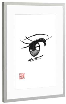 artboxONE Poster mit Rahmen Silber 60x40 cm Manga 80er-Jahre-Auge von pchane - gerahmtes Poster