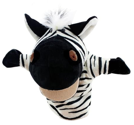Cartoon Tier Plüsch Handpuppe, die Mund öffnen kann Niedliche Fingertiere Baby Story Time Requisiten Spielhandschuh Klein Tier Fingerpuppe für Geschichtenerzählen Lehre Vorschule Geschenke Zebra
