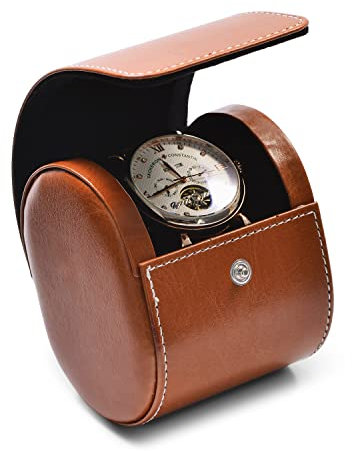 Papten Leder einzelne Uhr Box Uhr Geschenk Fall für Männer Frauen Hochzeitsgeschenk & Reisestorage (Braun)