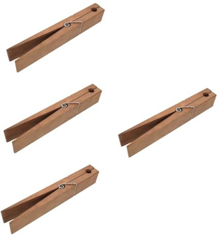 WOONEKY Lot De 4 Grands Porte-Serviettes en Bois avec Pinces À Linge pour Salle De Bain Robustes Et Faciles À Utiliser