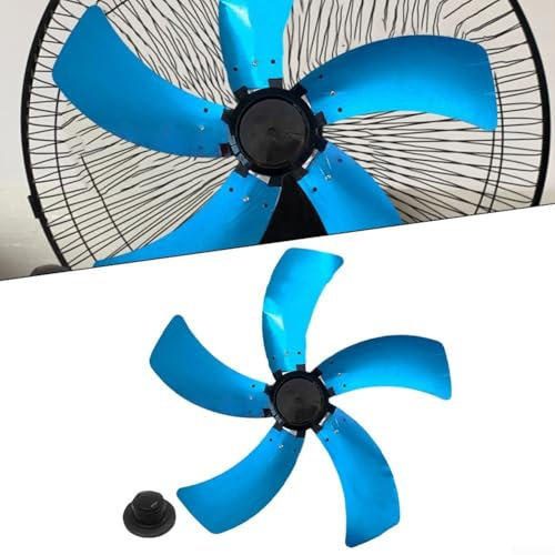 18 Inch Household Aluminum 5-blade Electric Fan Blade With Nut Cover Base, For Pedestal, Blue, Aluminum Fan Blade Replacement Leaves