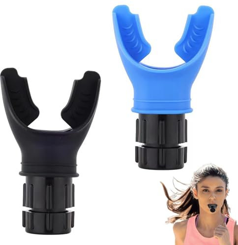2 Stück Oxyfit Lungentrainer Atemtrainer Lung Trainer Breathing Trainer Tragbares Lungen Trainer mit Einstellbaren Widerständen Ausdauertraining Erhöhung der Lungenkapazität(Blau/Schwarz)
