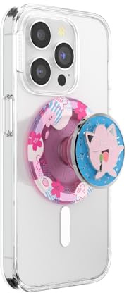 ​​​​PopSockets runder Telefongriff kompatibel mit MagSafe, Adapterring im Lieferumfang enthalten, Telefonhalter, kabelloses Laden kompatibel, Pokemon Fairy Type - Jigglepuff Disarm Voice