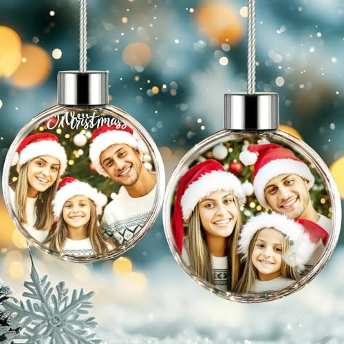 Personalisierte Weihnachtskugeln mit Foto - Personalisierte Weihnachtsdekorationen für den Weihnachtsbaum, Geschenk für Familie, Freunde und Verwandte.(orbicular