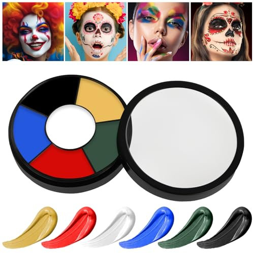 AOOWU Visage Corps Peinture, 6 Couleurs Imperméable Fard Gras Peinture Corporelle Longue Durée Sécurité, Maquillage beauté Palette pour Adultes, Théâtre, Carnaval, Scène, Clown, Cosplay