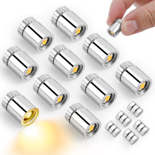 BTFO 10pcs Mini Lumières LED, Petites Lumières LED Alimentées par Batterie Lumières de Maison de Poupée Mini Spots pour Lanterne en Papier Décoration de Fête Artisanat (Lumière Blanche Chaude)