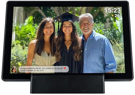 Denver PFF-1070B | 10.1 Zoll Digitaler Wi-Fi Bilderrahmen mit Akku | HD IPS Touchscreen | FRAMEO App & 16GB Speicher | Schwarz