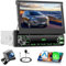 Inefala Autoradio 1 DIN avec Ecran Retractable de 7 Pouces, Poste Radio Voiture Bluetooth 1 Din avec Mirror Link, Fonction de Sortie Vidéo, FM Radio, SWC, 2USB+Type-C, Caméra de Recul, Mic