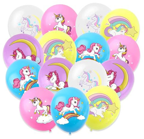 ParPix 15 Stück Bunt Einhorn Luftballon, Geburtstagsdeko Einhorn Ballon, Tiere Pony Luftballon Einhörner, Luftballons Einhorn Deko Kindergeburtstag, Einhorn Geburtstag Ballons für Junge Mädchen