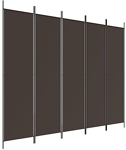 Trennwand Wohnzimmer Trennwand Raumteiler Paravent Raumteiler Stellwand - 5-TLG. Paravent Braun 250x200 cm Stoff für Garten Küche Schlafzimmer Balkon
