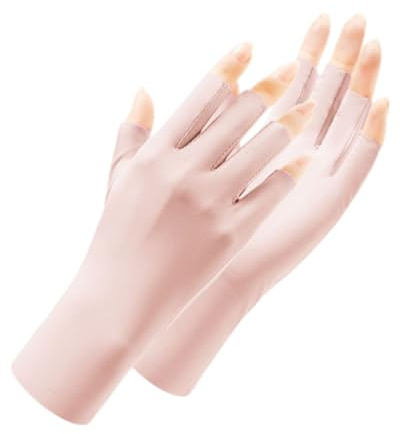 LOZTBUE 1 Paar fingerlose Handschuhe, Sonnenschutzhandschuhe für Damen, UV-Schutz, kühle Seide, Handschuhe, Sonnenschutz, Fahrhandschuhe, unisex für Outdoor-Aktivitäten (Rosa, Einheitsgröße)