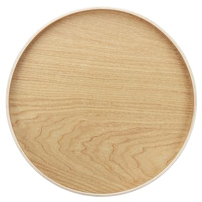 PATIKIL Wooden Serving Tray Round Wood Serving Tray Decorative Platter, 10.6 Inch Fit for Home Decor Kitchen Coffee Table Candle Holder, (Light Brown)