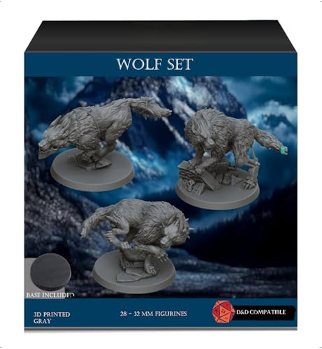 Geek Art Play Wölfe Figuren Pack 28-32 mm - Unbemalt - Zubehör für Brettspiele, Wargames, D&D, Gesellschaftsspiel