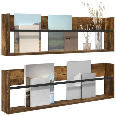 vidaXL Magazinregal 2 STK. Räuchereiche 100 x 12 x 30 cm Holzwerkstoff