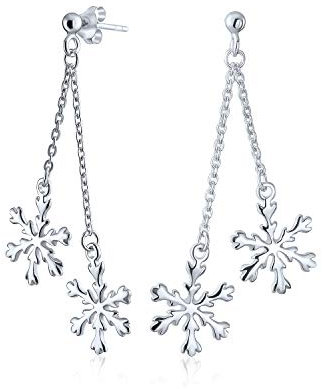 Weihnachtsfeiertagsparty Schneeflocken-Tropfenquastenohrringe Für Frauen Teenager Poliertes .925 Sterling Silber
