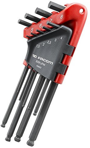Facom 83SH.JPAA Winkelschlüssel-Satz, 9 Stück, 6-kant, in tragbarer Tasche - 1,5 mm bis 8 mm