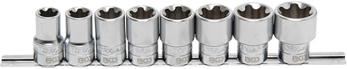 BGS 8806 | Steckschlüssel-Einsatz-Satz | T-Profil Plus (für Torx Plus) | Antrieb Innenvierkant 12,5 mm (1/2) | SW 18EP - 32EP | 8-tlg. | Chrom-Vanadium-Stahl | auf Metallschiene