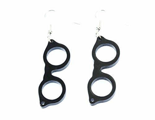 Miniblings Brille Ohrringe Brillenohrringe Hänger Hipster Nerd Woody schwarz - Handmade Modeschmuck I Ohrhänger Ohrschmuck versilbert