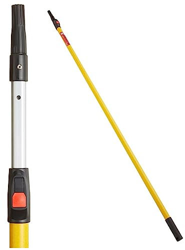ProDec 6' - 12' (1.8-3.6m) Button Lock Fibreglass & Aluminium Extension Pole for Paint Roller Frames,Gives Extended Reach Compatible with Screw & Push Fit Frames,6 feet-12 feet Trade Professional Pole
