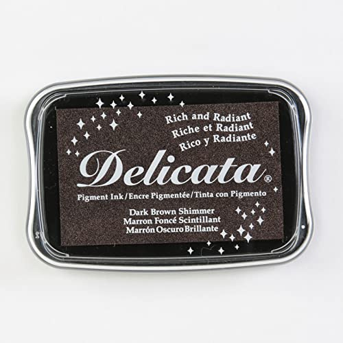 Tsukineko Delicata Stempelkissen - Braun, Dark Brown Shimmer - Groß - Wasserbasis, Wasserfest - Embossing