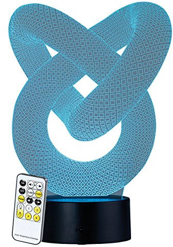 Lunartec 3D LED: 3D-Hologramm-Lampe mit Leuchtmotiv Unendliche Schleife, 7-farbig (LED Lampe, Hologramm Leuchte, Tischleuchte Batterie)