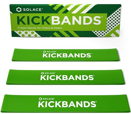 Solace KICK BANDS Chair Bands for Kids with Fidgety Feet - Fidget Chair Bands for Kids 2-Pack - Kickbands Bouncy ADHD Band for Classroom Chairs & Desks - Sensory Kickband (GREEN)
