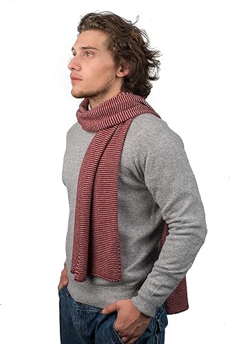 Dalle Piane Cashmere - Gestreifter Schal aus 100% Kaschmir - Made in Italy - für Mann, Farbe: Bordeaux, Einheitsgröße