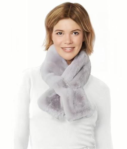 Lina & Lily Écharpe à Col en Fausse Fourrure pour Femme Hiver (Gris Clair)