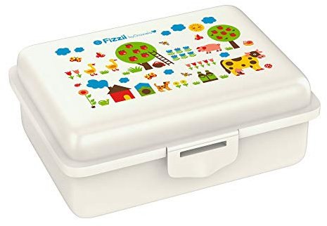 Fizzii Lunchbox (Inkl. Obst-/ Gemüsefach, schadstofffrei, spülmaschinenfest, Motiv: Bauernhof byGraziela)