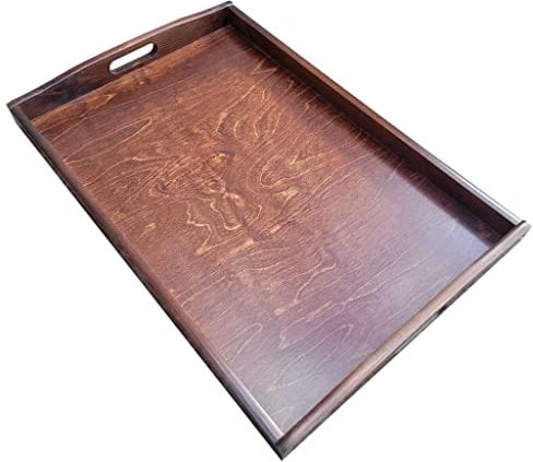 Large Wooden Serving Tray 60 x 40 x 5.5 cm in Brown Color
