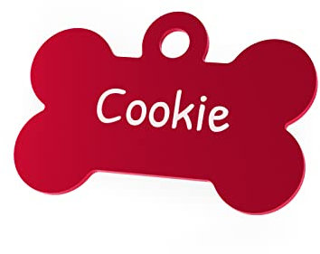 ENGRAVO Hundemarke mit Gravur in Rot 32mm | Knochen Halsbandanhänger personalisiert | Namensschild für Halsband | Anhänger Marke für Hunde, Welpen & Katzen | Dog Tag mit Wunschgravur