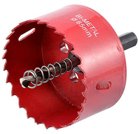 KATUR sega a tazza per legno, fresa a tazza bimetallica HSS da 65 mm per sfiato tubi, punta separata con codolo esagonale, taglio rapido e liscio per plastica, compensato, cartongesso e cartongesso