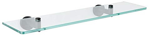 MILANO Wall Mounted Bathroom Glass Shelf Black Brackets 500mm