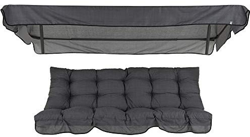 PATIO Hollywoodschaukel Auflage 170x50 Bankauflage grau Sitzkissen Outdoor gesteppt mit Sonnendach Milano