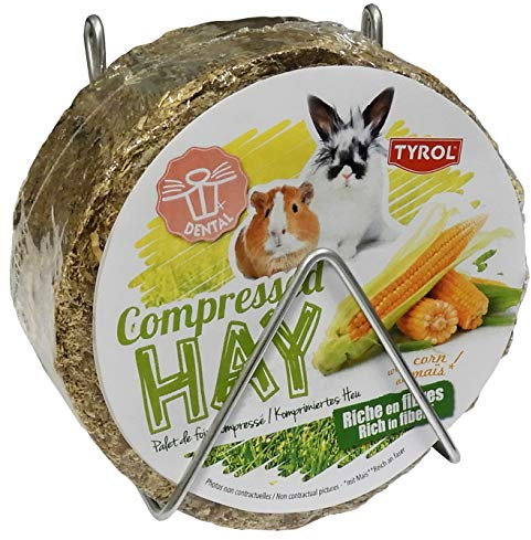Tyrol Palet Foin Compressé Maïs, Nourriture Lapin et Rongeurs, Foin lapin Riche en Fibres, Nourriture Complémentaire, Format Compressé et Pratique, Aliment Equilibré, 240G