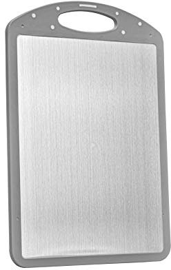 Onlyfire Planche à découper en Acier Inoxydable à Double Usage pour Viande, Fromage, Fruits et légumes, Bloc de Boucher de Cuisine avec Trou de Suspension