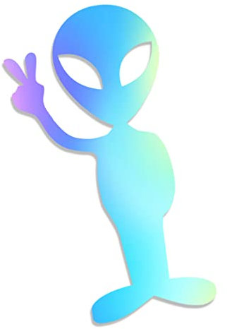 Decus Alien Auserirdischer Peace L 0213 (Oil Slick Hologramm) // Sticker OEM JDM Style Aufkleber