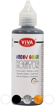 Viva Decor Window Color KONTUR (Silber, 90 ml) Fenstermalfarben für wieder abziehbare Bilder und Sticker für Deko, Spiegel, Fliesen, Vasen und Fenster - Made in Germany