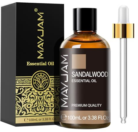 MAYJAM Sandelholz Ätherisches Öl 100ML, Sandelholzöl für Diffusor, Luftbefeuchter, DIY, Home,Wardrobes