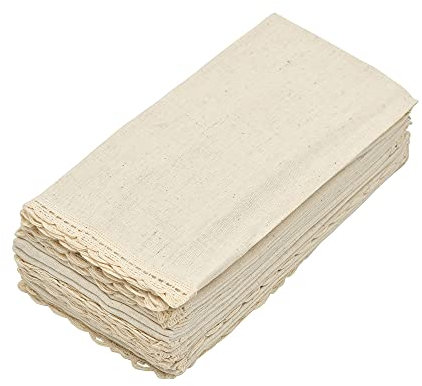 Micasa Décor Servietten aus 100 % Baumwoll-Flachs (60 % Baumwolle, 40 % Leinen) mit Hohlsaum, gehrten Ecken und großzügiger Servietten, 12 Stück, natürlich (50x50 cm mit Spitze)